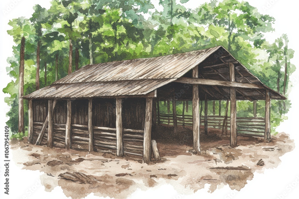 Rustic Farmhouse Wooden Shelter in Nature Rustic Farmhouse Wooden Shelter in Nature