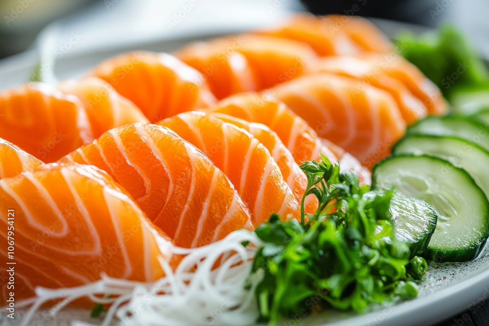 Studio lighting focusing on a plate of Gluten-Free Sashimi, emphasizing the simplicity and health-conscious presentation of the dish Studio lighting focusing on a plate of Gluten-Free Sashimi, emphasizing the simplicity and health-conscious presentation of the dish