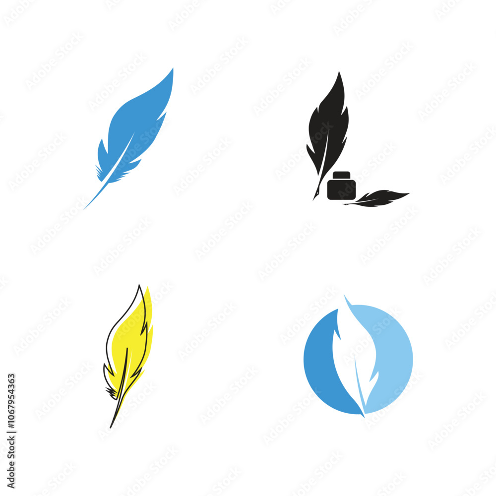 Feather ilustration logo vector template Feather ilustration logo vector template