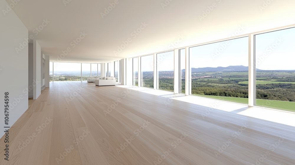 Minimalist Scandinavian Living Room with Scenic View Minimalist Scandinavian Living Room with Scenic View