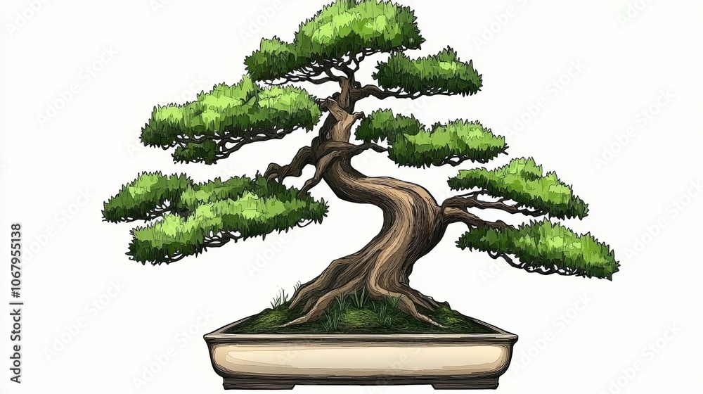 Fototapeta premium Detailed Bonsai Tree with Shears for Cutting