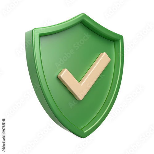 Modern green shield symbol with a blue checkmark security isolated on a transparent background, representing security, protection,Green shield checkmark security 3d,Safety,green shield,symbol,icon,Ai