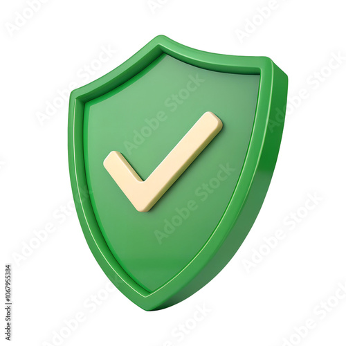 Modern green shield symbol with a blue checkmark security isolated on a transparent background, representing security, protection,Green shield checkmark security 3d,Safety,green shield,symbol,icon,Ai