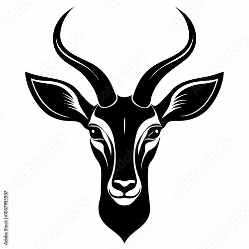  silhouette of an antelope head vector black animal illustration on a white background