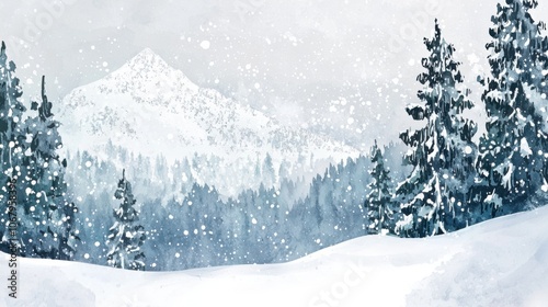 Winter's Embrace: A Snowy Abstract Watercolor Landscape