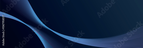 Abstract glowing wave lines on dark blue background. Dynamic wave pattern. Modern flowing wavy lines. Futuristic technology concept.
