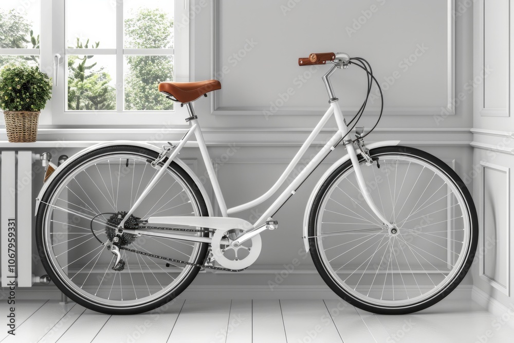 A modern bicycle with a sleek design, isolated on a white background. This stock photo represents fitness, transportation, and eco-friendly living, AI Generative A modern bicycle with a sleek design, isolated on a white background. This stock photo represents fitness, transportation, and eco-friendly living, AI Generative