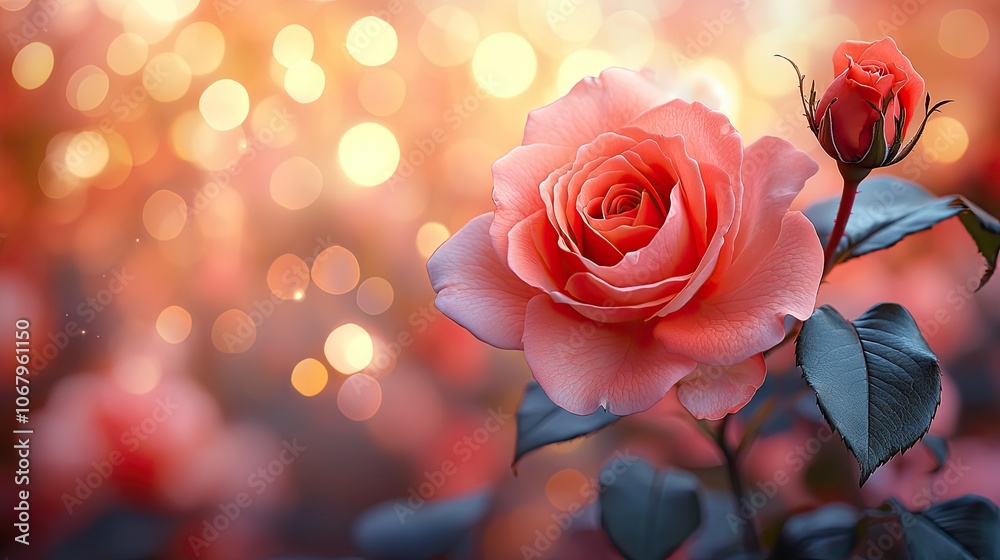 Romantic rose bush on a blurred background, symbolizing love for Valentine's or Mother's Day. Romantic rose bush on a blurred background, symbolizing love for Valentine's or Mother's Day.