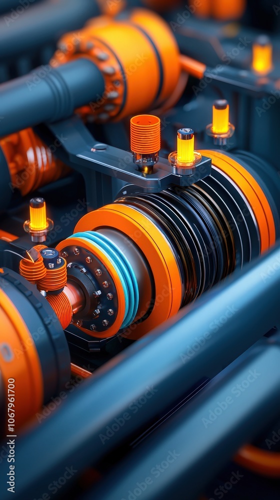 Obraz premium Futuristic Machine Gear System Close-up.