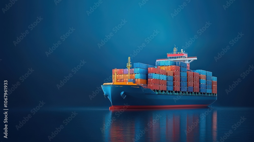 Obraz premium Cargo Ship at Sea.