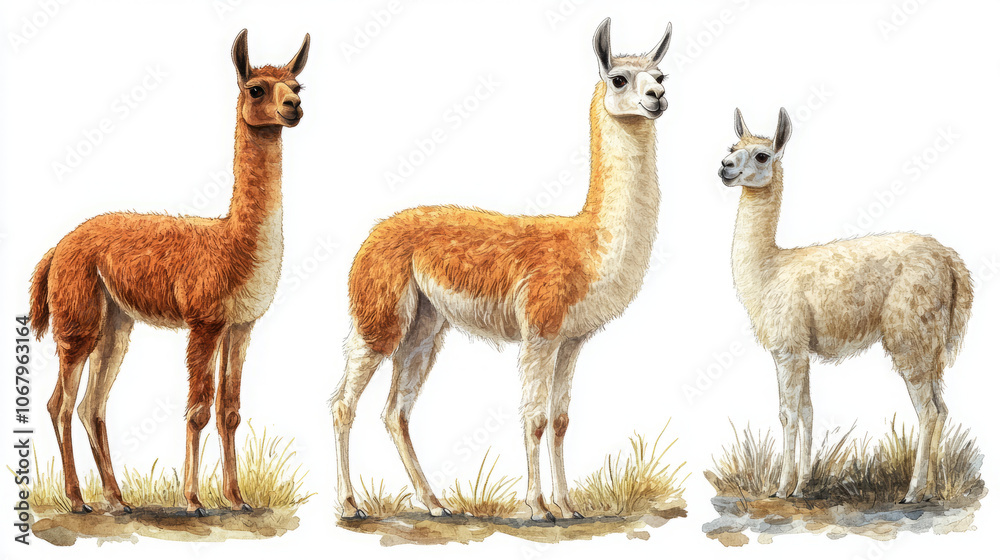 three charming llamas: a watercolor illustration of south america's beloved camelids three charming llamas: a watercolor illustration of south america's beloved camelids