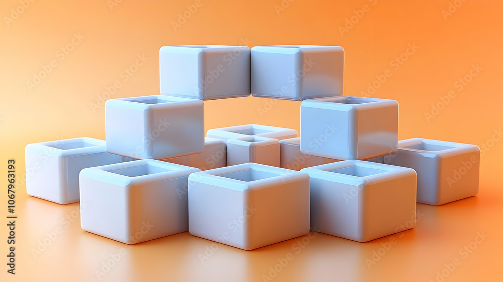 3D White Cubes Abstract Background 3D White Cubes Abstract Background