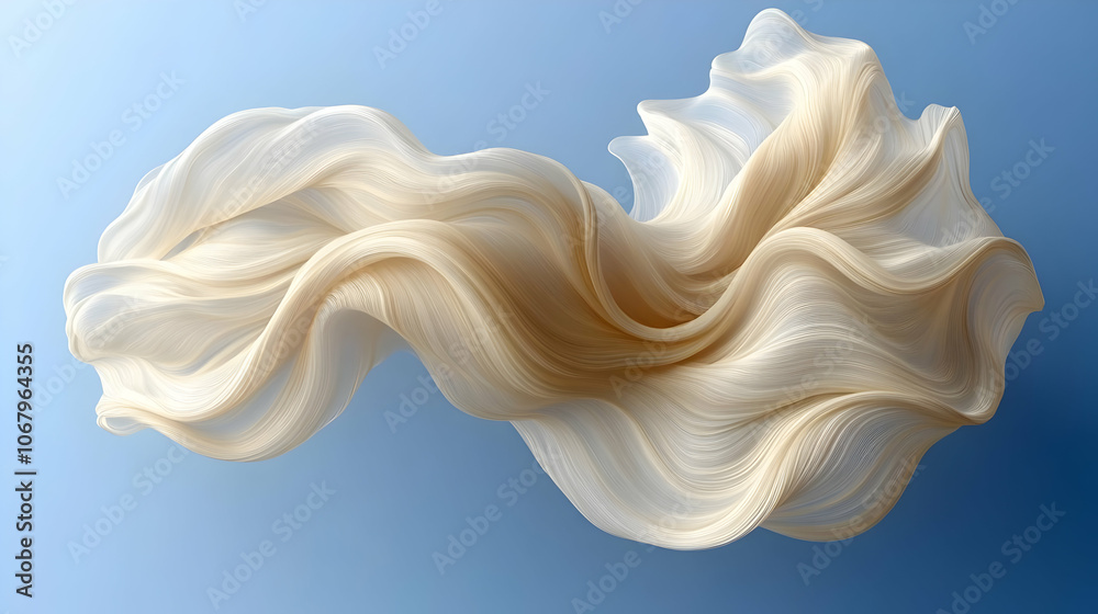 Abstract 3D Illustration - Flowing Creamy White  Form