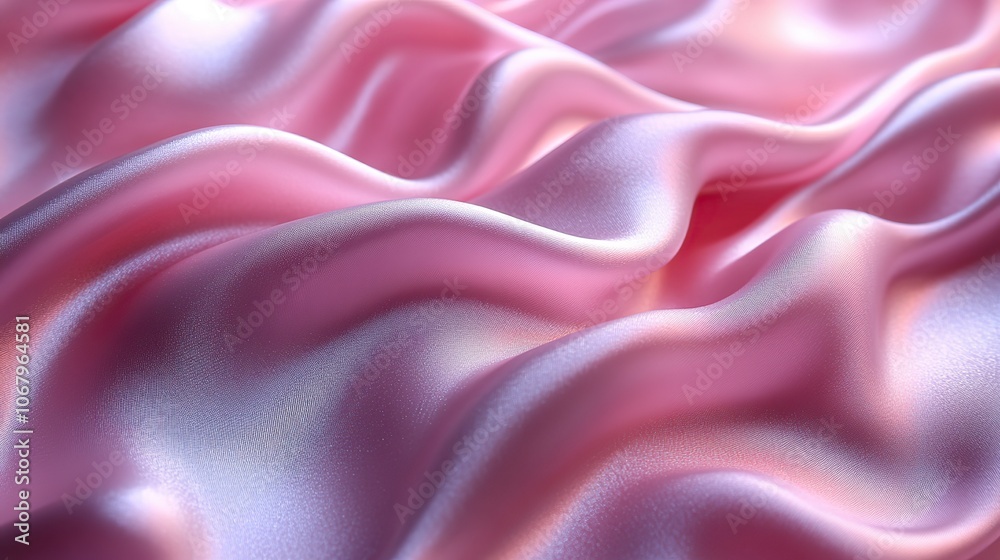 Fototapeta premium Smooth, elegant textures of pink silk or satin adorn the surface of a face cream or body lotion background for skincare and cosmetic products.