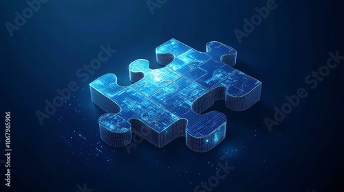 Abstract puzzle pieces digital jigsaw icon teamwork and building