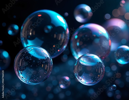 Graceful Bubbles Suspended in the Air, Reflecting Light with Iridescent Colors