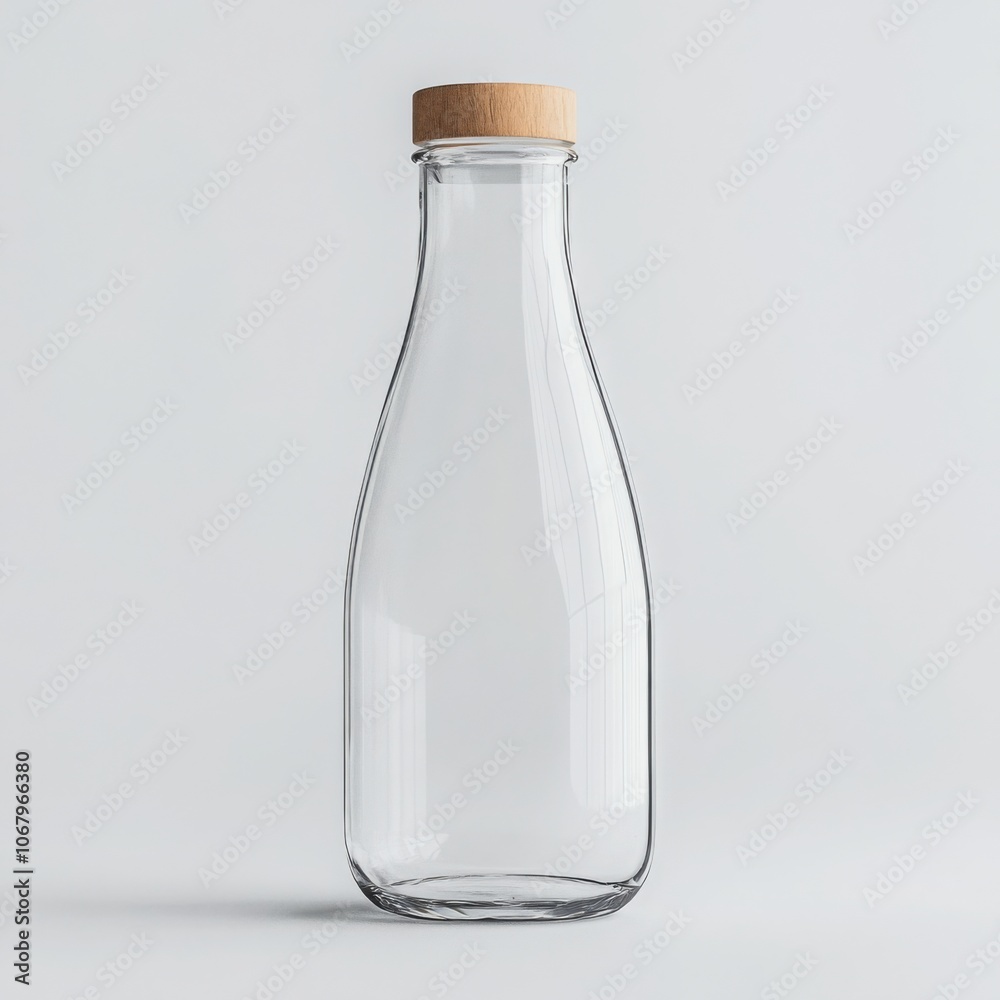 Elegant glass water bottle on a soft white backdrop, embodying 2024s ecofriendly minimalism. Elegant glass water bottle on a soft white backdrop, embodying 2024s ecofriendly minimalism.