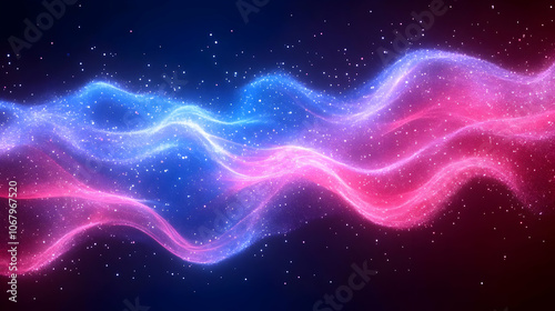 Abstract Background with Blue and Pink Glowing Waves