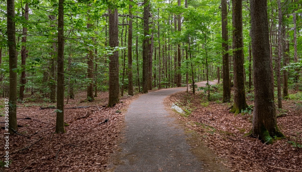 Fototapeta premium A bike trail leading through lush trees