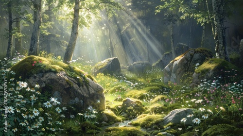 Sunlight Through The Forest