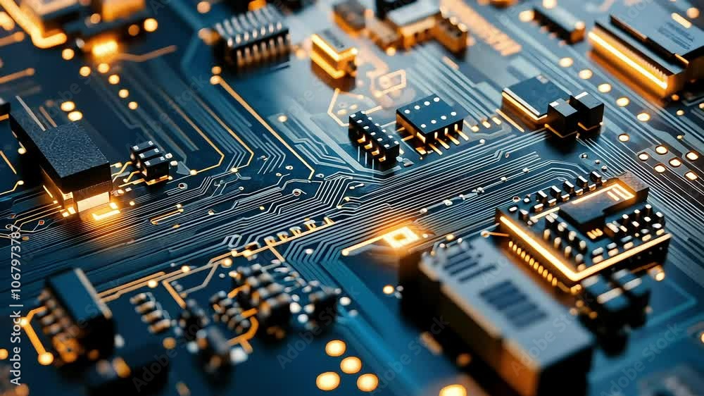 A close-up view of a circuit board showcasing intricate pathways and glowing components, illustrating the complexity and beauty of modern technology. A close-up view of a circuit board showcasing intricate pathways and glowing components, illustrating the complexity and beauty of modern technology.