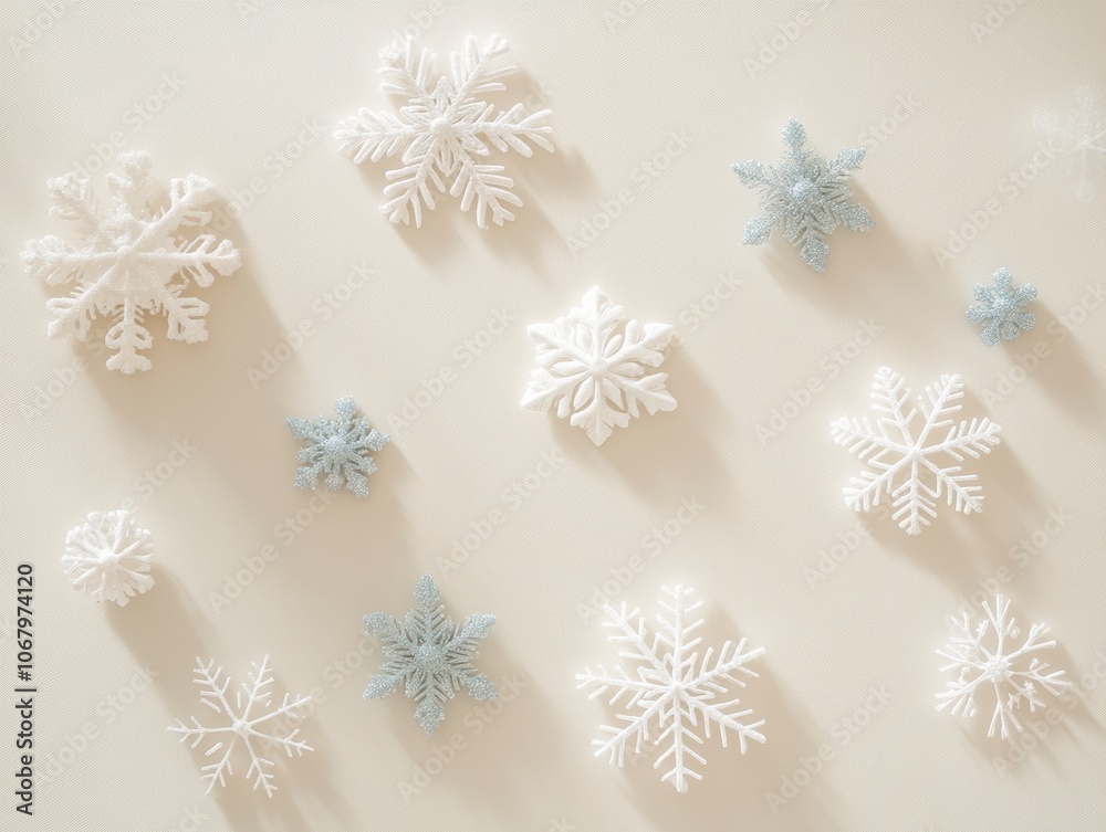 Cinematic Winter Decorations Snowflakes and Stars for Christmas and New Years Celebrations - Ultra Detailed Bokeh Style