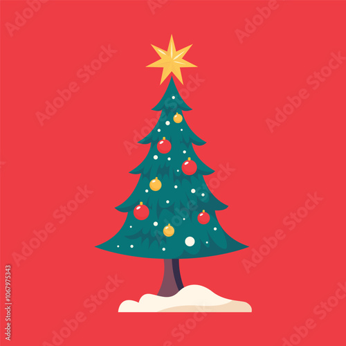 Christmas tree cartoon illustration