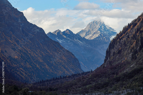 Landscape of Siguniang mountain or Four girls mountains with ,located in the Aba Tibetan and Qing Autonomous Prefecture in western Sichuan of China.