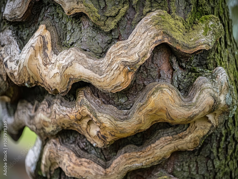 A tree with distinctive bark, its rough texture forming intricate patterns A tree with distinctive bark, its rough texture forming intricate patterns