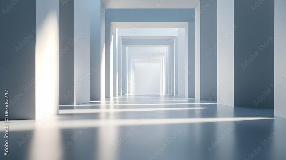 Fototapeta premium White Minimalist Corridor 3D Render