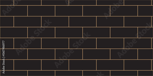 Abstract bathroom wall and floor brick wall texture background. black brick vector illustration texture of the wall with masonry Bricks laid in rows background.