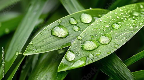 Morning dewdrops on spider web, extreme closeup, crisp focus photo