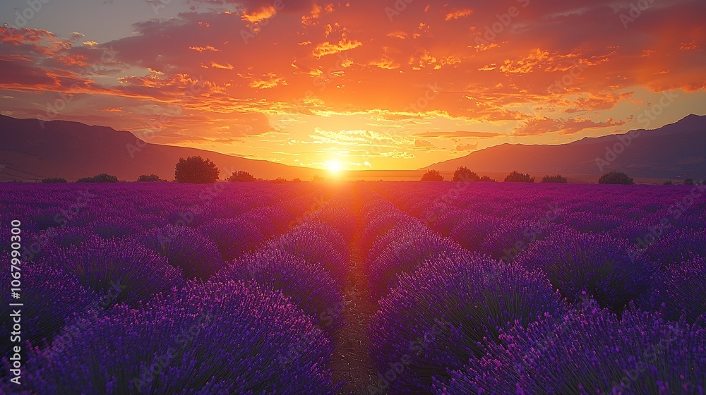 Beautiful Lavender Field at Sunset Beautiful Lavender Field at Sunset