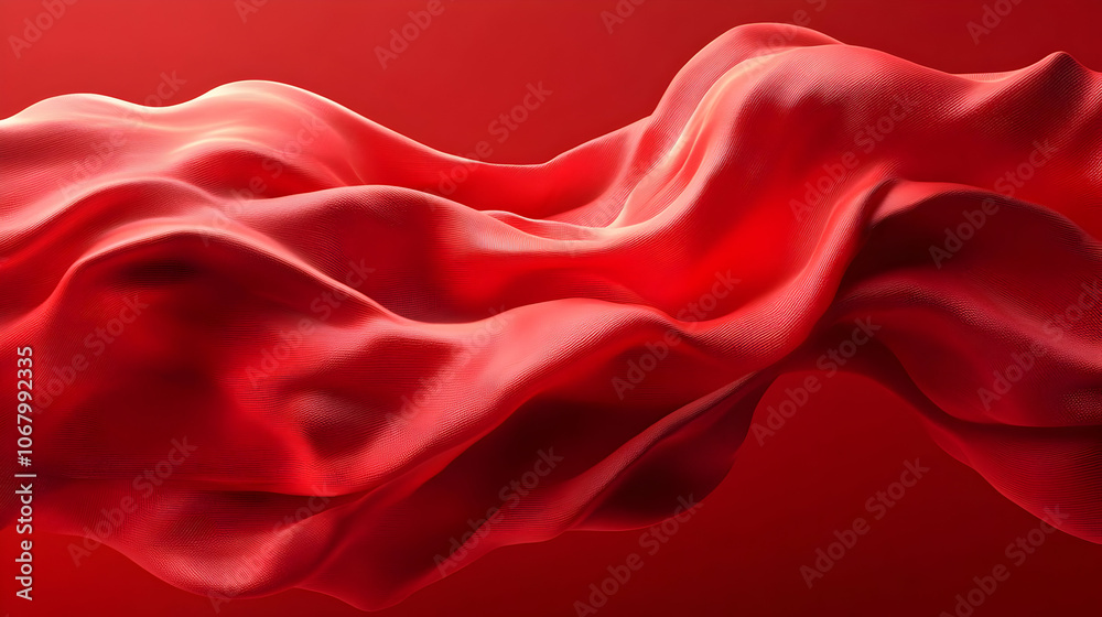 Obraz premium Red Fabric Drape 3D Illustration
