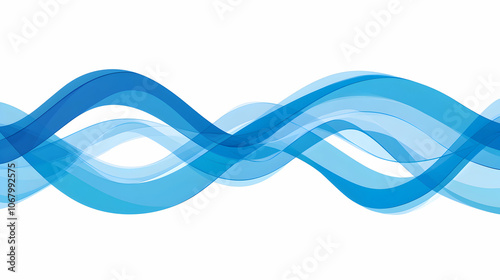 Abstract blue waves on white background. photo