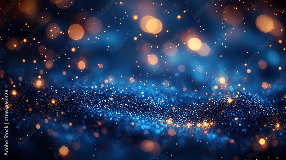 Glittering blue and gold lights create a festive atmosphere, perfect for holiday celebrations, party invitations, and special event backdrops. Glittering blue and gold lights create a festive atmosphere, perfect for holiday celebrations, party invitations, and special event backdrops.