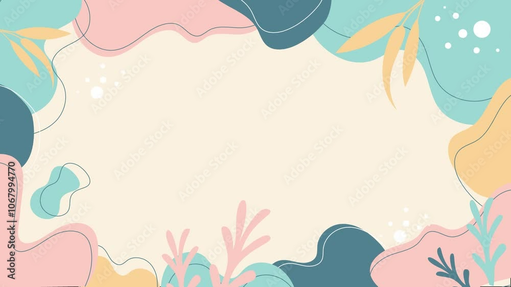modern abstract art with vibrant shapes and natural leaf patterns with space for text seamless 4k video background motion pop art design modern abstract art with vibrant shapes and natural leaf patterns with space for text seamless 4k video background motion pop art design
