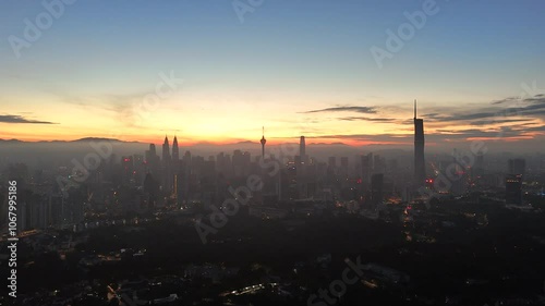 The footage of morning sunrise at Kuala Lumpur