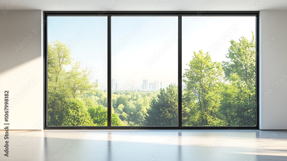 Naklejka premium Modern Living Room with City View