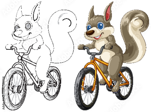 Squirrel Riding a Bicycle Illustration