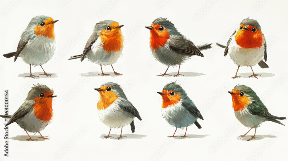 Eight Charming Robins: A Watercolor Illustration Collection Eight Charming Robins: A Watercolor Illustration Collection