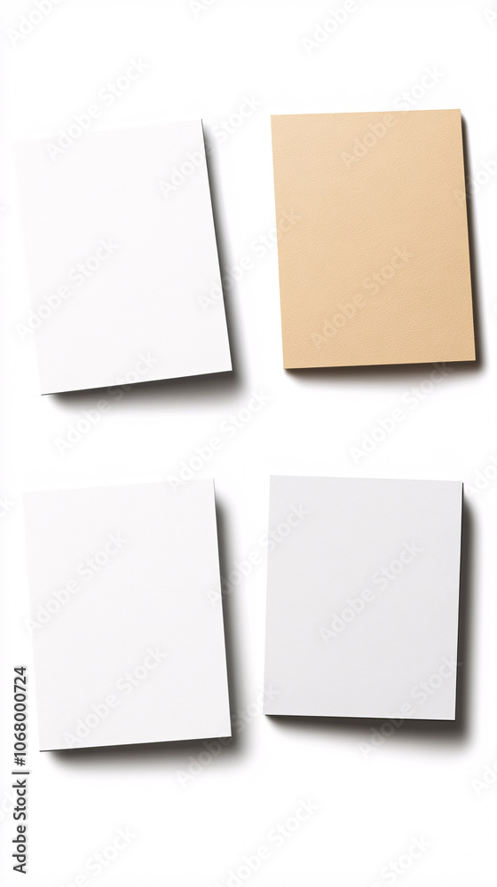 blank white and beige paper notes mockup isolated on white background blank white and beige paper notes mockup isolated on white background