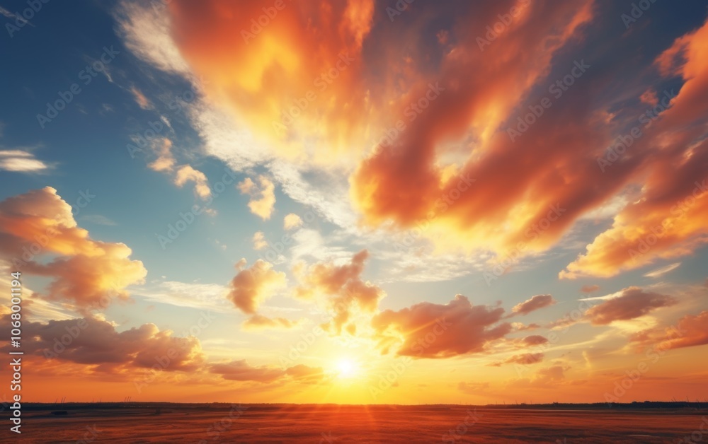 The sky is orange and the sun is setting The sky is orange and the sun is setting