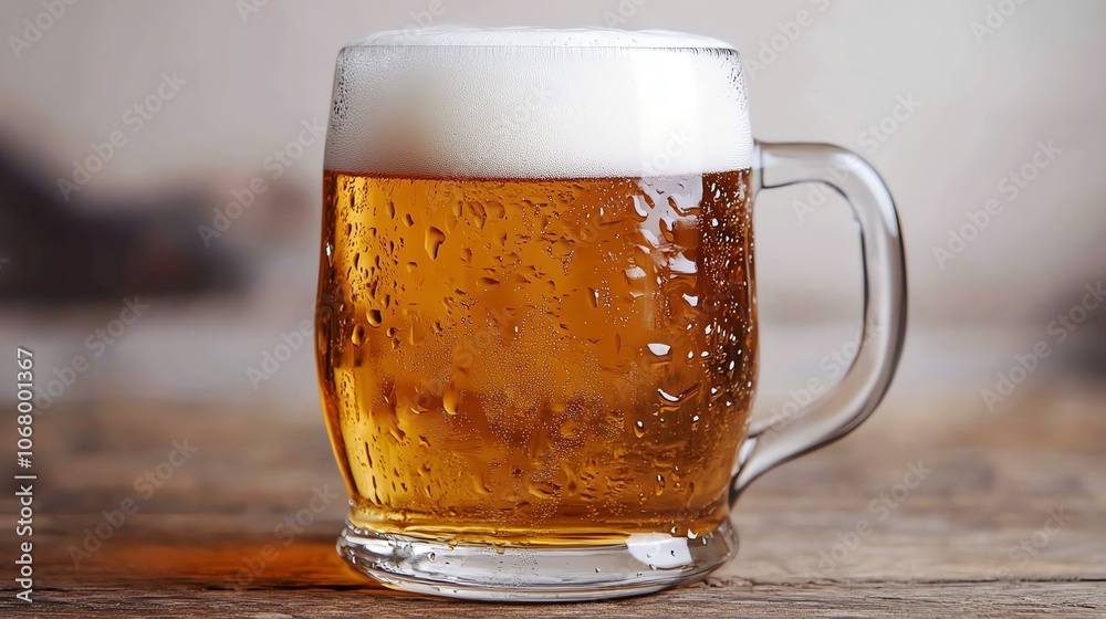 A refreshing glass of beer with a frothy head, perfect for gatherings or moments of relaxation against a rustic background. A refreshing glass of beer with a frothy head, perfect for gatherings or moments of relaxation against a rustic background.