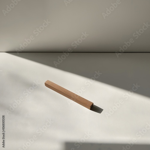 Minimalist Wooden Beam with Shadows