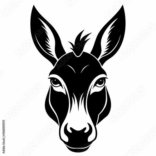 silhouette of a donkey head vector black animal illustration on a white background