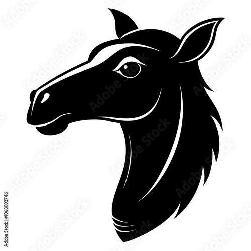 silhouette of a camel head vector black animal illustration on a white background