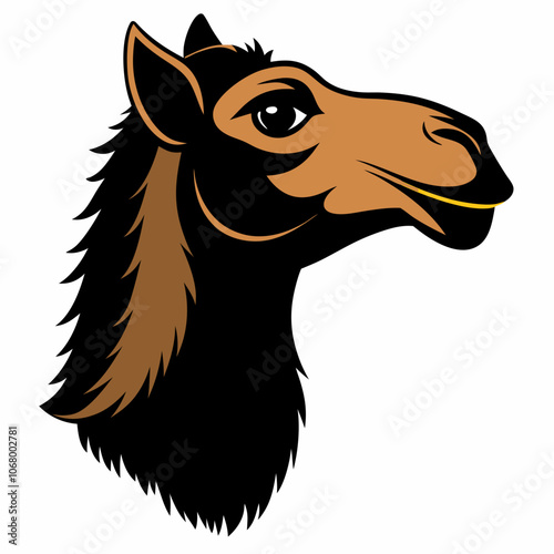 silhouette of a camel head vector black animal illustration on a white background