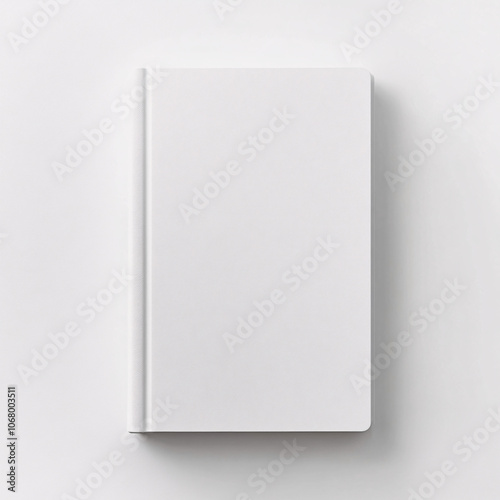 white blank book mockup on a white background with soft shadows for cover design presentation