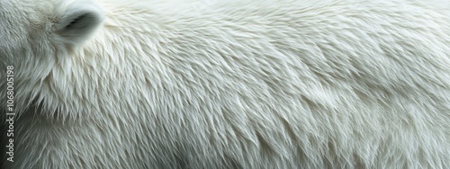 Polar bear fur texture, showcasing dense, fluffy white fur with intricate details and a soft, inviting appearance. photo